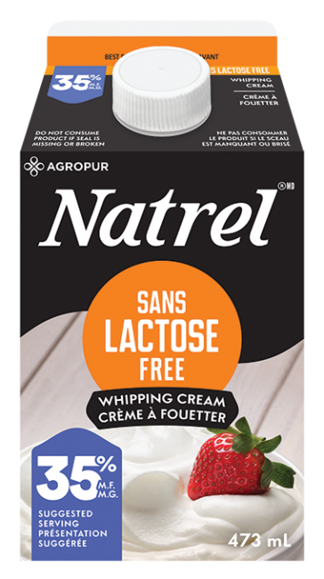 Crème à fouetter sans lactose Natrel 35 %